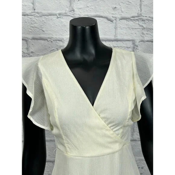 Altar’D State Florentina H3 Ivory Ruffled Wrap Dress Polyester Women's Small NWT - Picture 2 of 9